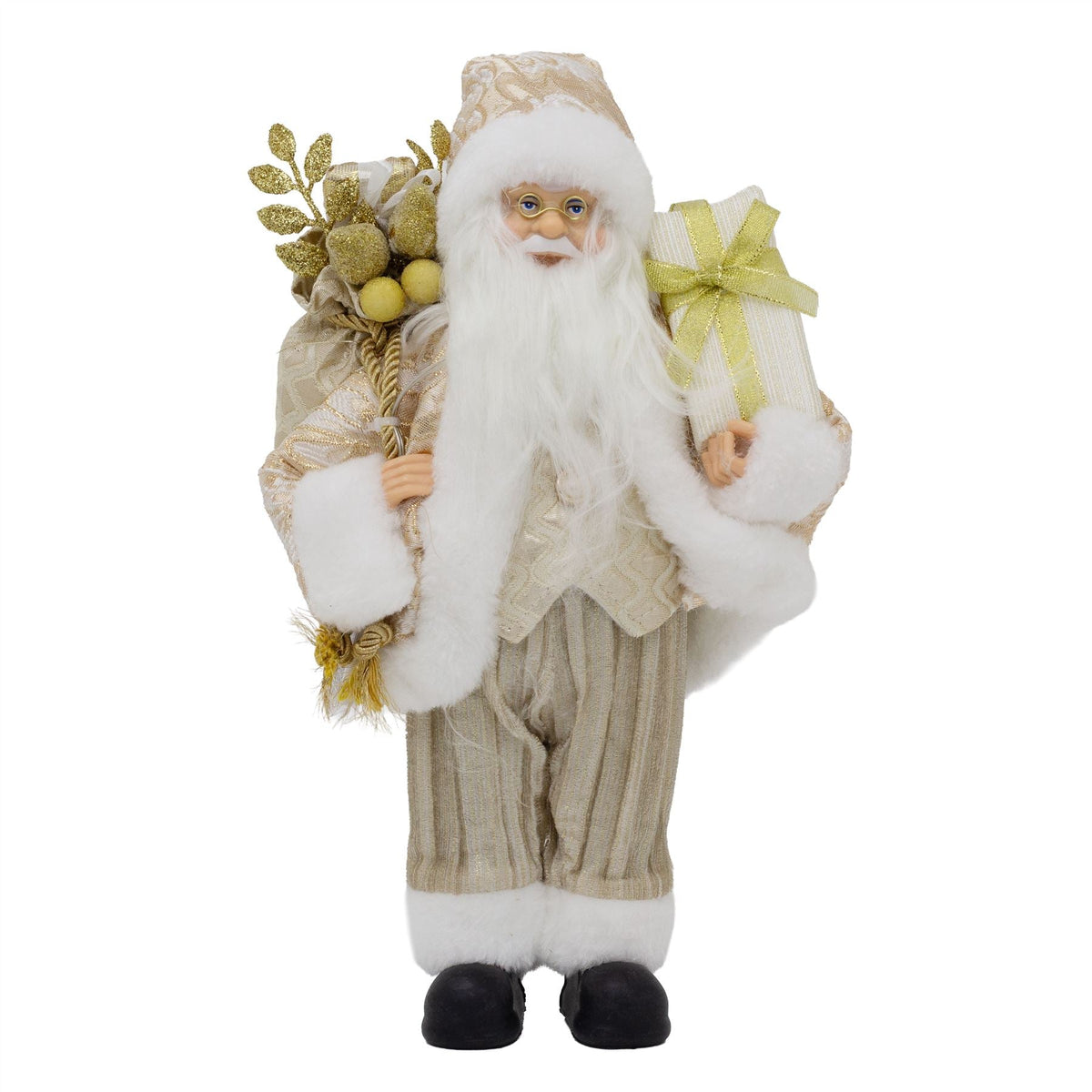 LED Gold Santa Claus | Light-up Christmas Standing Santa Figurine - 30cm Ornament - Tophatter Daily Deals