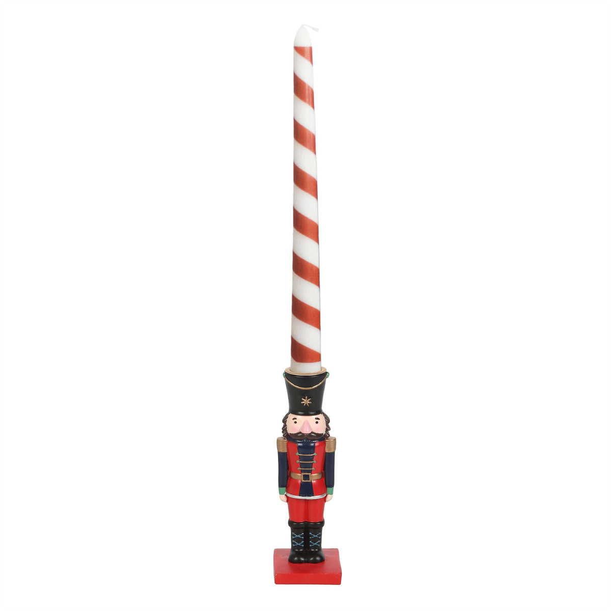 Nutcracker Soldier Candle Holder with Taper Candle Festive Christmas Centrepiece Candle Holder - Tophatter Daily Deals