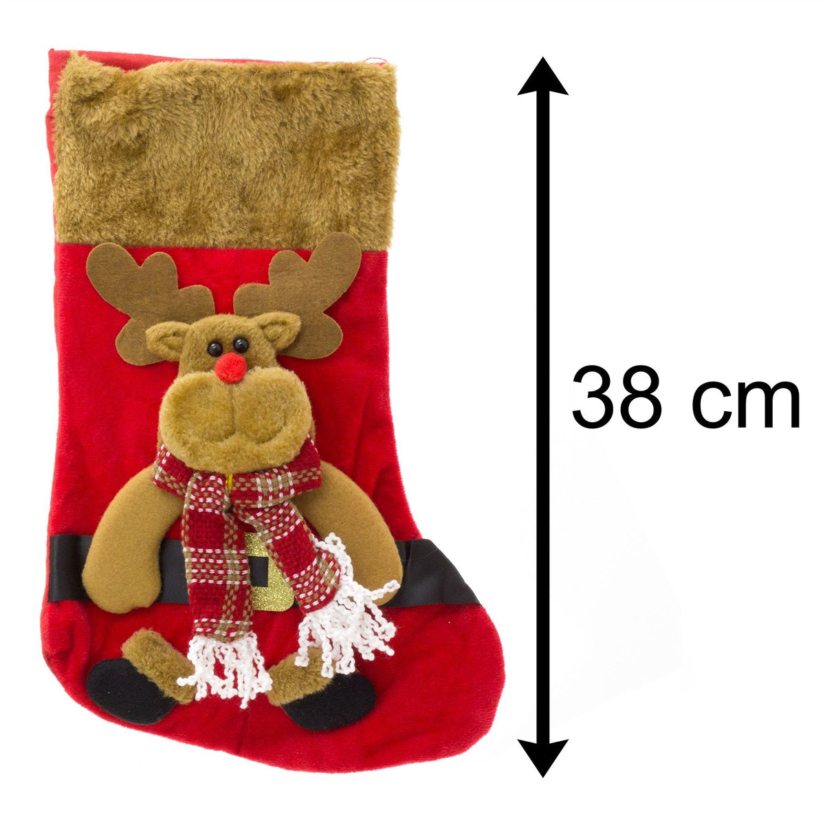 3D Plush Christmas Stocking Xmas Stockings | Festive Adult Christmas Stocking | Kids Christmas Stocking Fireplace Decorations - Reindeer Stocking - Tophatter Daily Deals