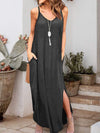 Slit Scoop Neck Sleeveless Dress Charcoal Casual Dresses - Tophatter Daily Deals