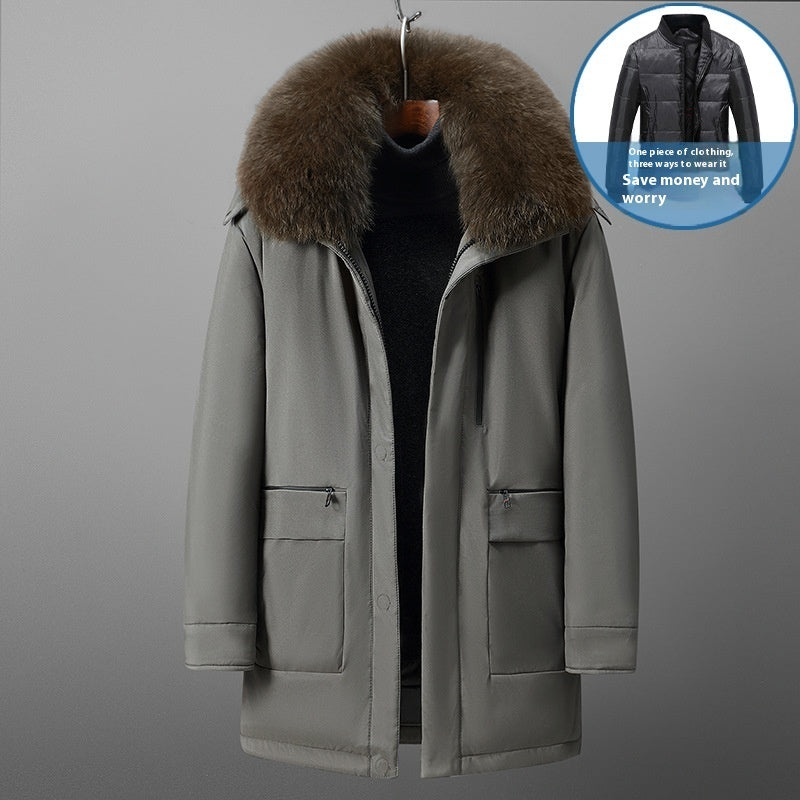 Warm Classic Men's Down Jacket - Mid Length Polyester 3D Changing Face Moving Picture Frame - Tophatter Daily Deals