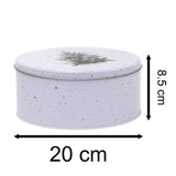 White Round Christmas Storage Tin | Festive Cookie Tin Fairy Cake Baking Tin Tin - Tophatter Daily Deals