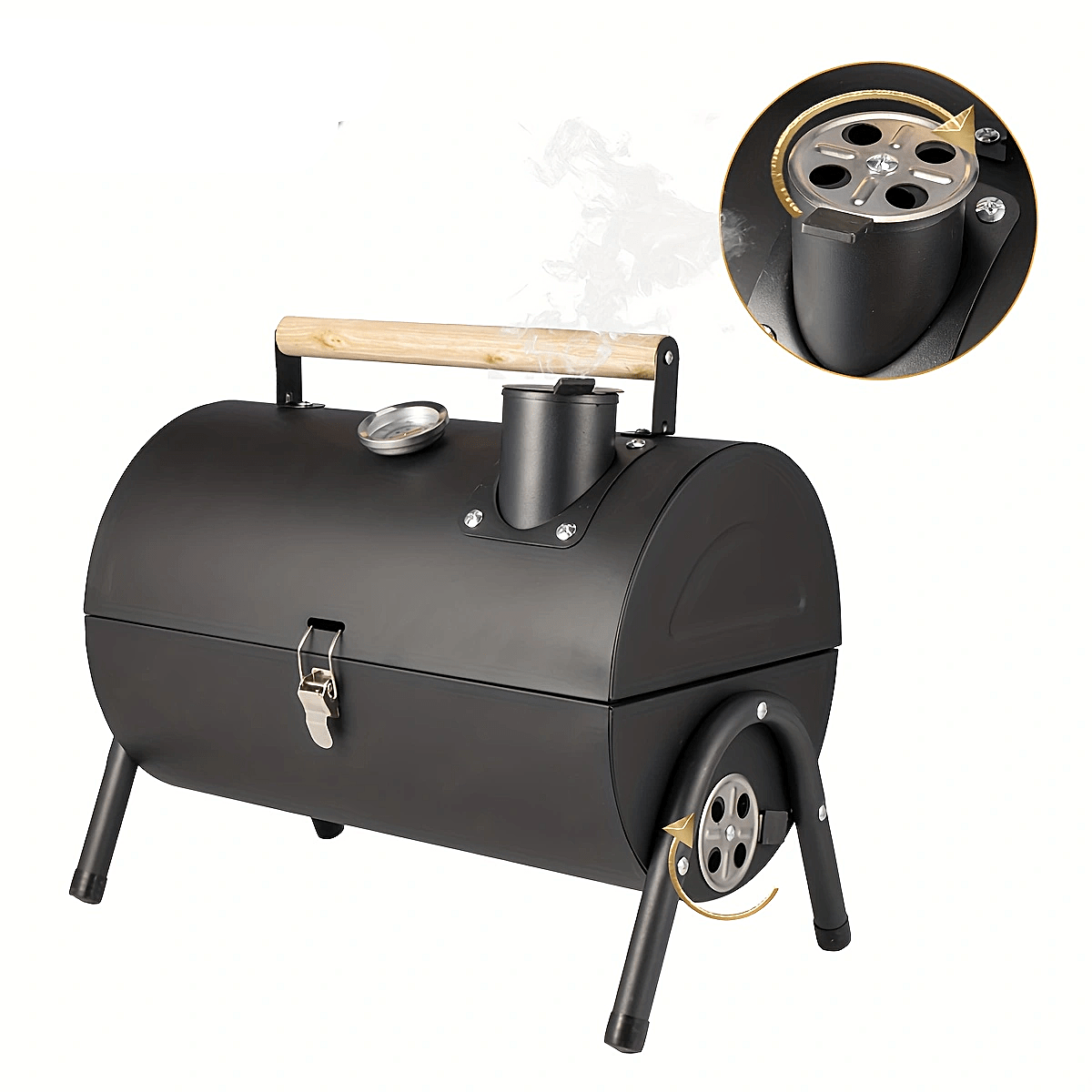 Portable Charcoal Grill BBQ Smoker with Handle Kitchen Appliances - Tophatter Daily Deals