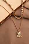 18K Gold Plated Double-Layered Twisted Pendant Necklace Necklaces - Tophatter Daily Deals