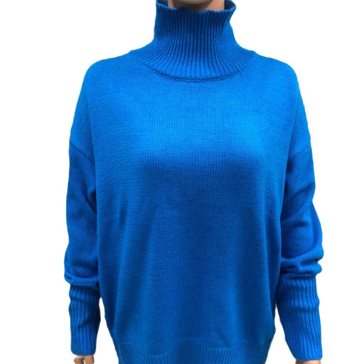 Soft Cozy Women Turtleneck Sweater - Oversized Pullover Sapphire Blue 3D Changing Face Moving Picture Frame - Tophatter Daily Deals