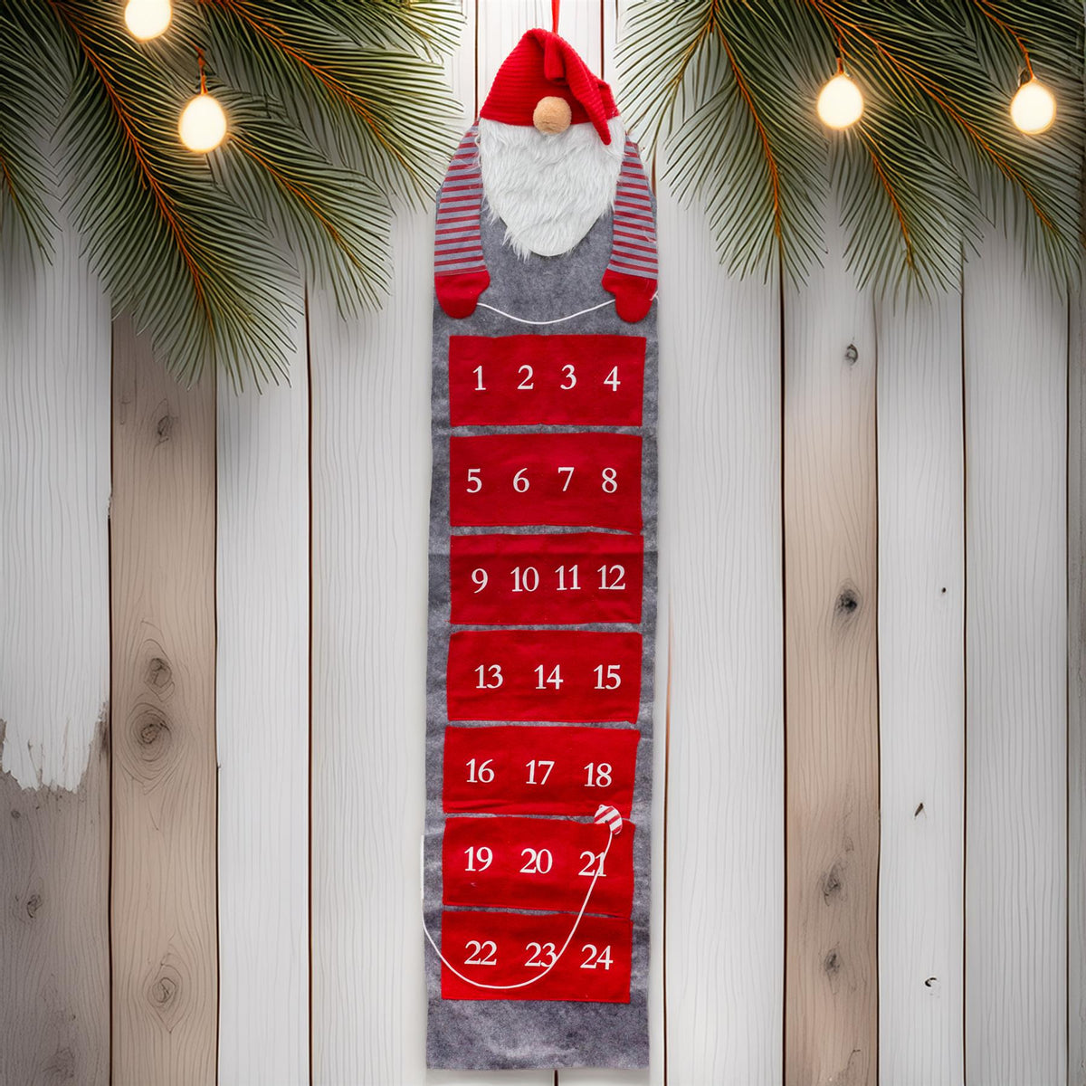 Santa Gnome Christmas Advent Calendar | Fabric 24-Pocket Hanging Gonk Calendar Advent Calendar - Tophatter Daily Deals