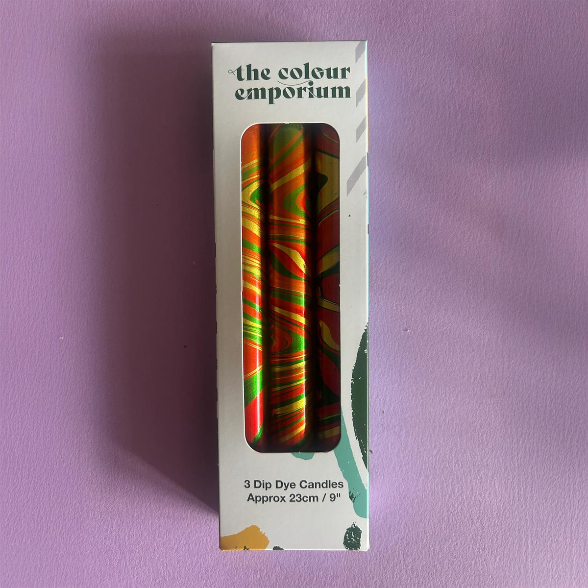 The Colour Emporium Set of 3 Metallic Hand-dipped Marbled Christmas Candles Candle - Tophatter Daily Deals