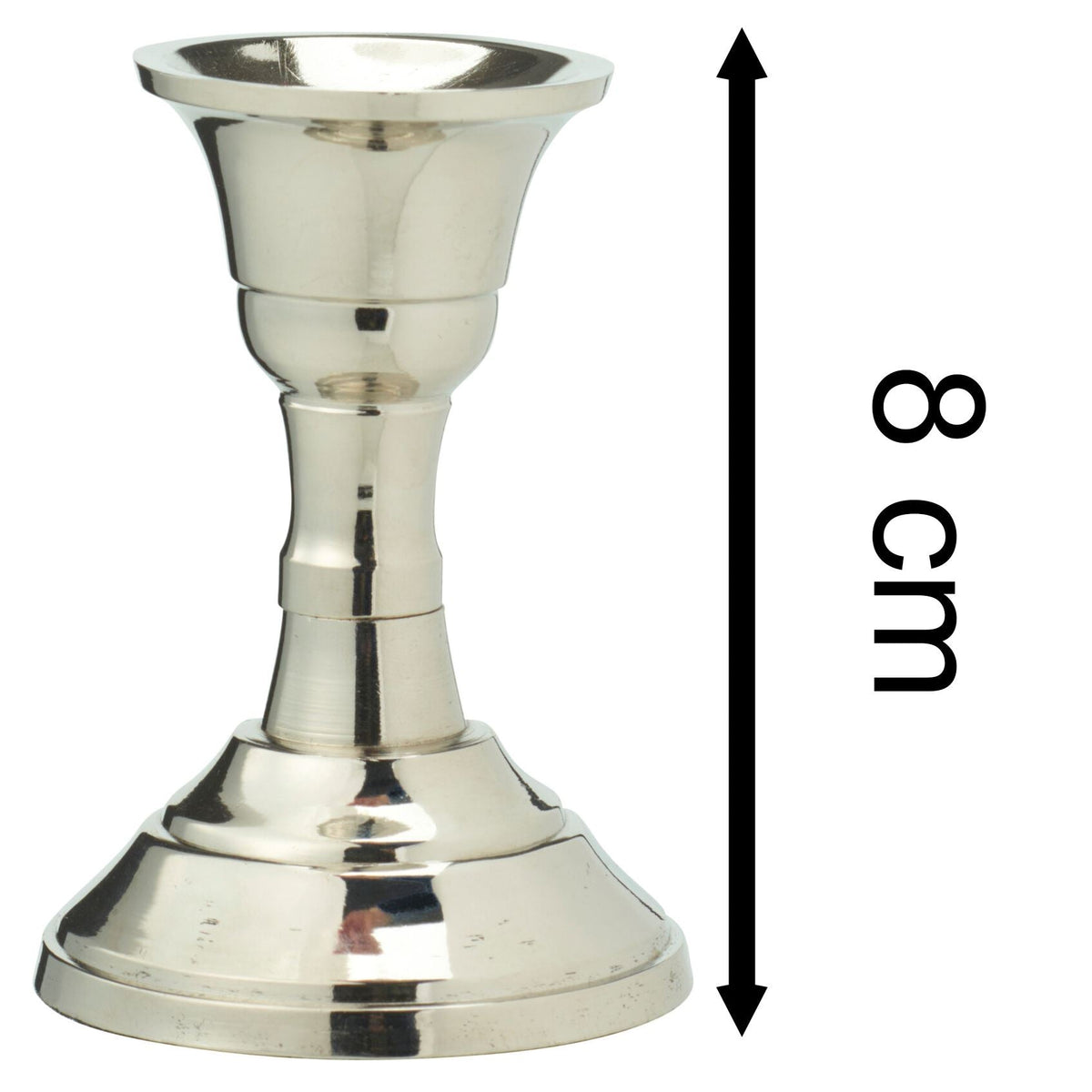 Silver Metal Candlestick | Silver Effect Short Candle Holder Stand - 8cm Candlestick - Tophatter Daily Deals