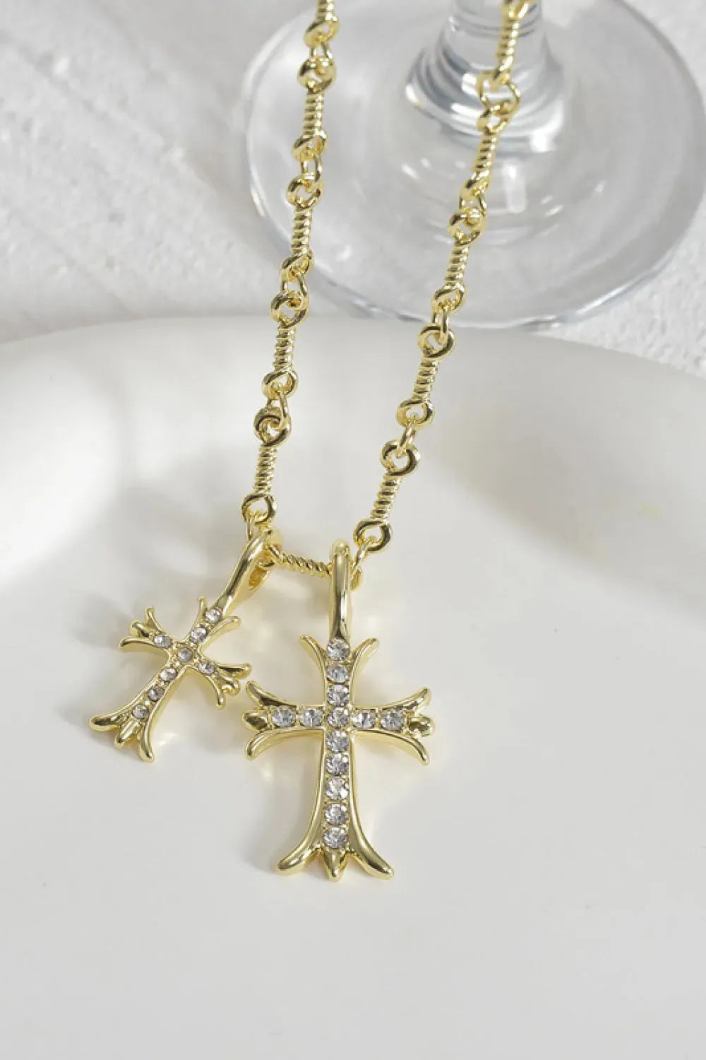 Cross Pendant Stainless Steel Necklace Gold One Size Necklaces - Tophatter Daily Deals
