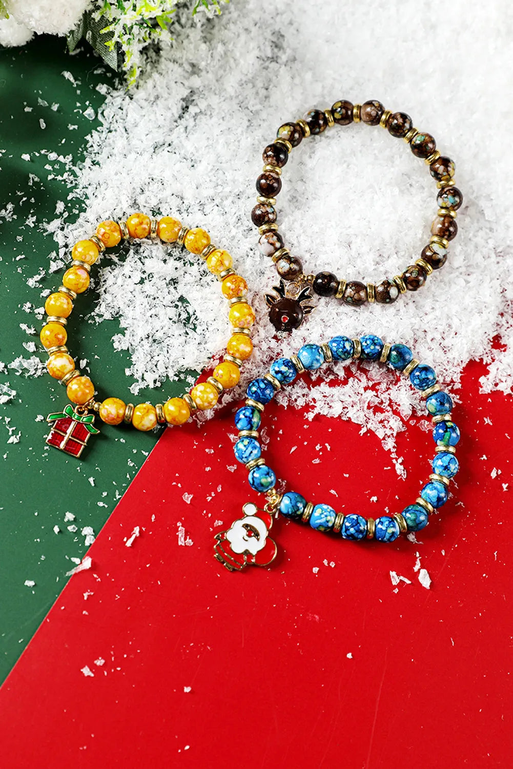 Dark Blue 3 Pack Christmas Bead Bracelets Bracelets - Tophatter Daily Deals