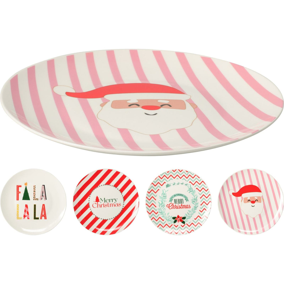 Set of 4 Christmas Ceramic Plates | Fun Festive Design for Snacks, Desserts & Santa’s Treats | Bright Christmas Tableware - 20cm Plate - Tophatter Daily Deals