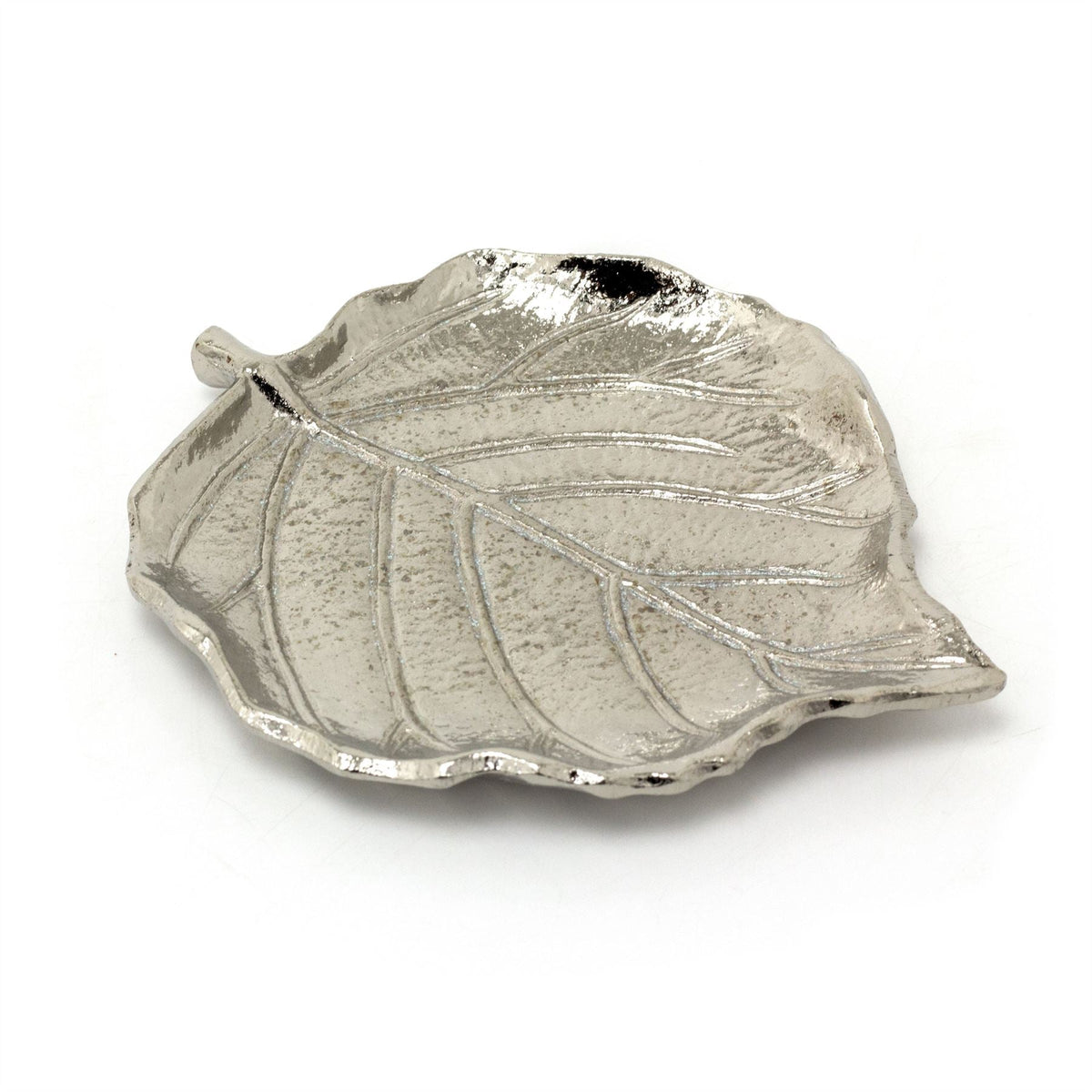Silver Leaf Trinket Dish | Silver Aluminium Embossed Leaf Shaped Trinket Tray Trinket Dish - Tophatter Daily Deals