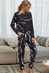 Tie-Dye Round Neck Top and Drawstring Waist Joggers Lounge Set Loungewear Sets - Tophatter Daily Deals