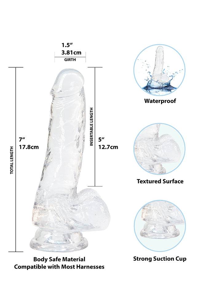 Crystal Addiction - Clear Realistic Dildo with Balls - 7 Inches Sex Toy - Tophatter Daily Deals