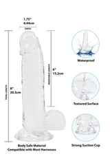 Crystal Addiction - Clear Realistic Dildo with Balls - 8 Inches Sex Toy - Tophatter Daily Deals