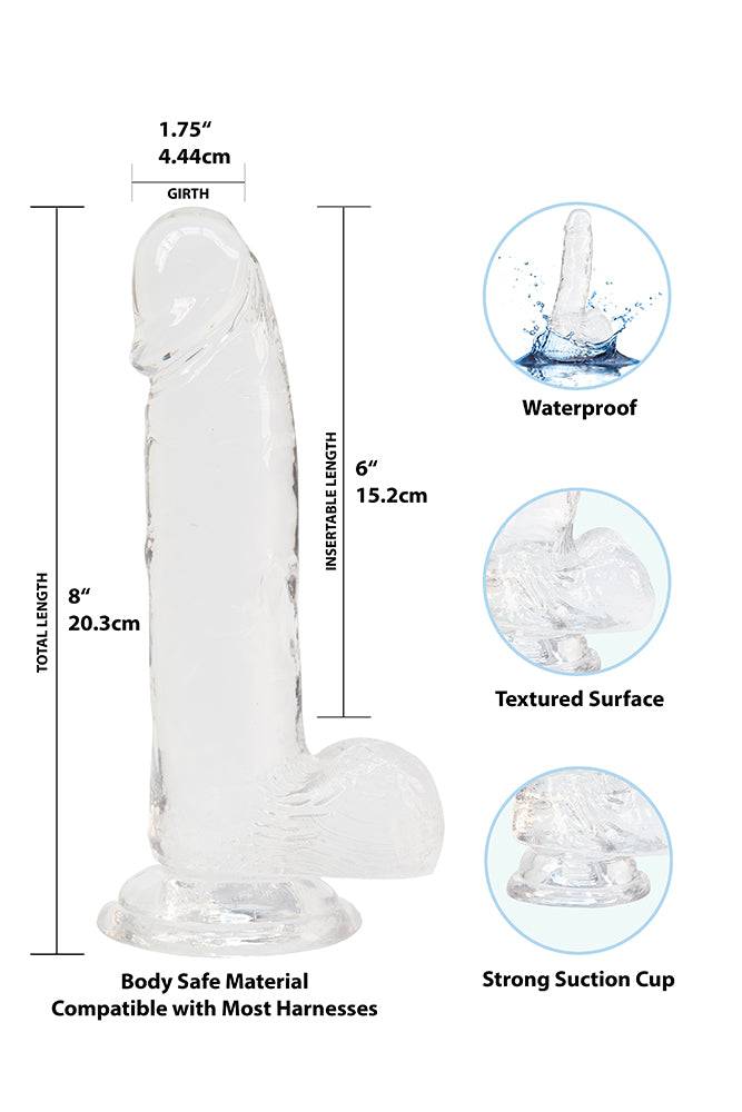 Crystal Addiction - Clear Realistic Dildo with Balls - 8 Inches Sex Toy - Tophatter Daily Deals