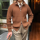 Fitted Men’s Cardigan - Stand Up Collar, Slim Rib Knit 3D Changing Face Moving Picture Frame - Tophatter Daily Deals