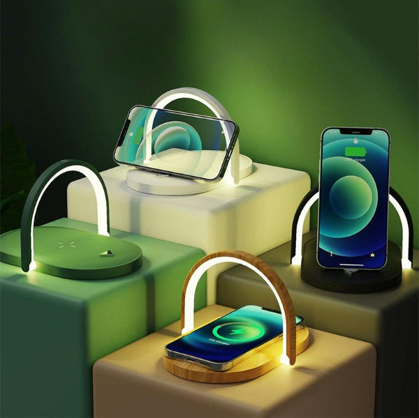 3 In 1 Foldable Wireless Charger Night Light Wireless Charging Station Stonego LED Reading Table Lamp 15W Fast Charging Light 0 - Tophatter Daily Deals