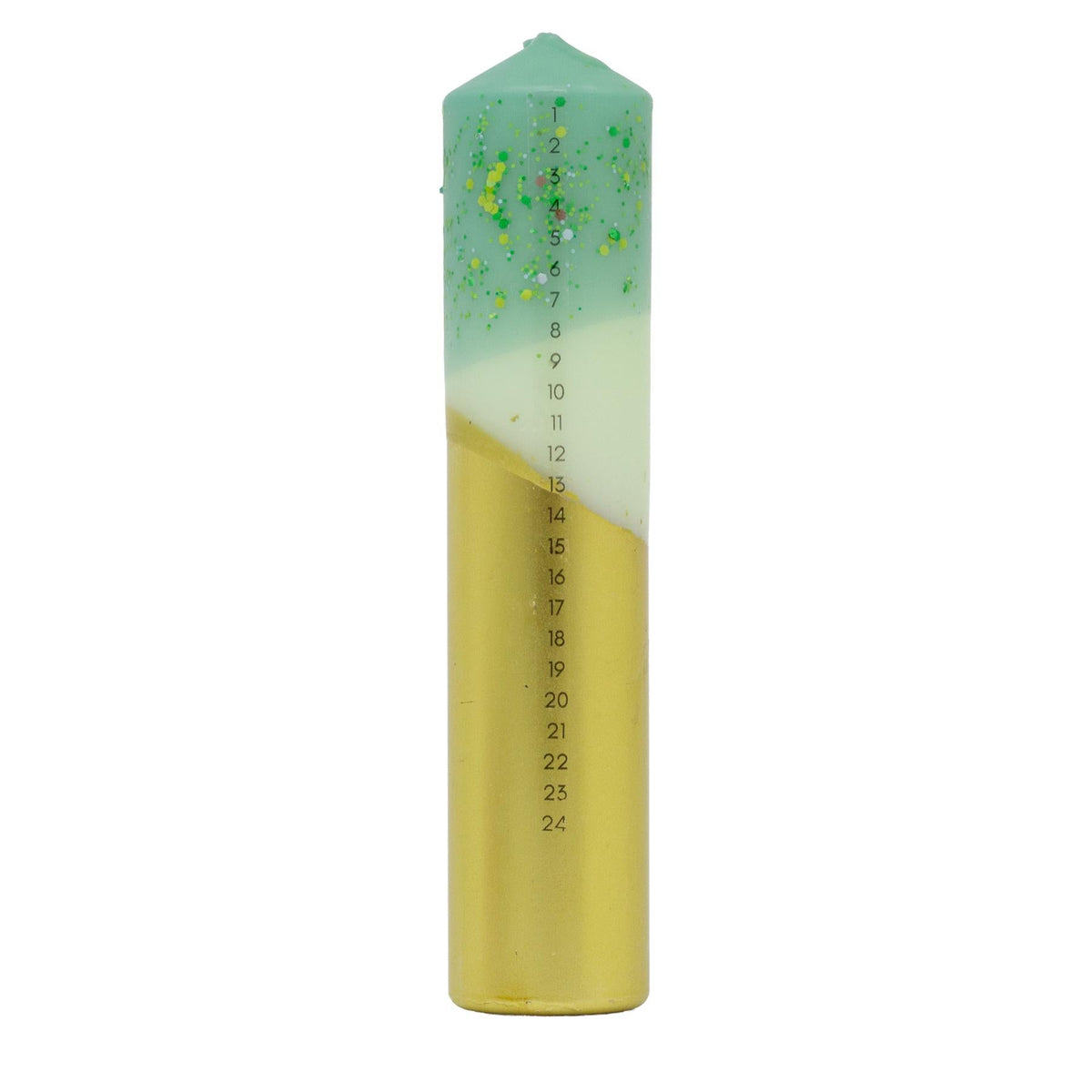 The Colour Emporium Crushed Emerald Hand-dipped Christmas Advent Pillar Candle Advent Candle - Tophatter Daily Deals