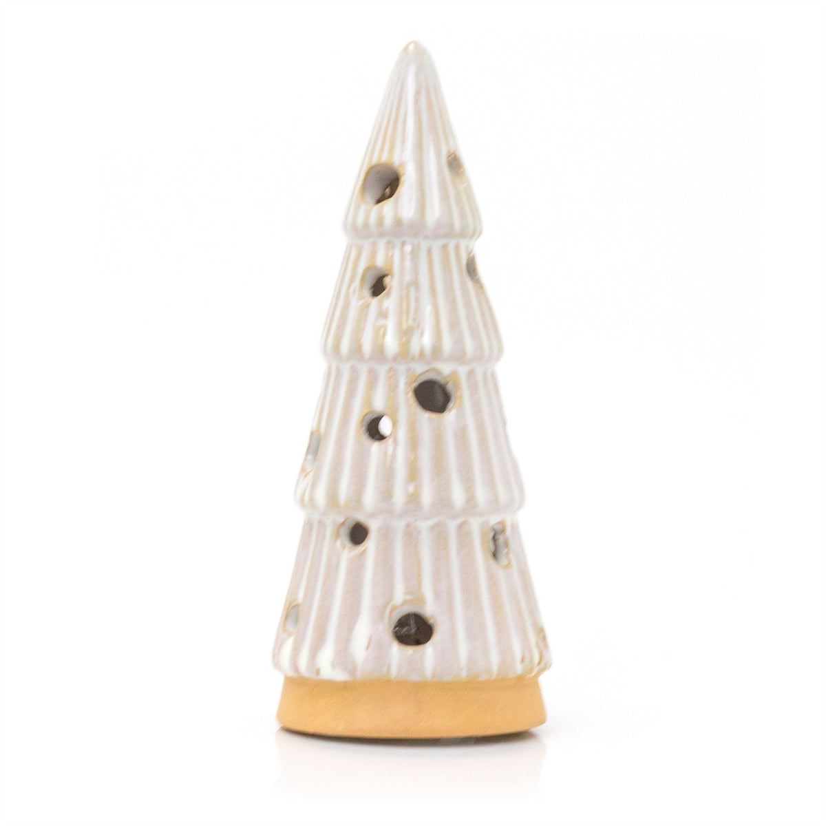 White Ceramic LED Christmas Tree | Light Up Mini Christmas Tree Ornament -13cm Ornament - Tophatter Daily Deals