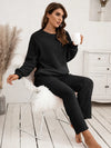 Teddy Long Sleeve Top and Pants Lounge Set Loungewear Sets - Tophatter Daily Deals