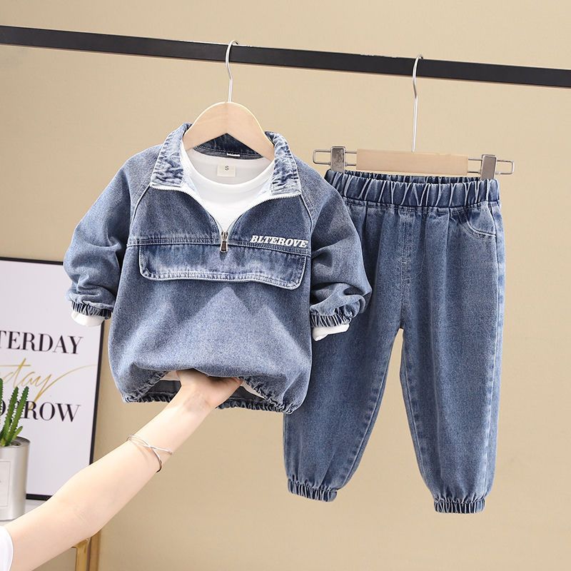 Boys Spring Clothing New Clothes Fashionable Handsome Children's Clothing Blue 0 - Tophatter Daily Deals