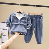 Boys Spring Clothing New Clothes Fashionable Handsome Children's Clothing Blue 0 - Tophatter Daily Deals