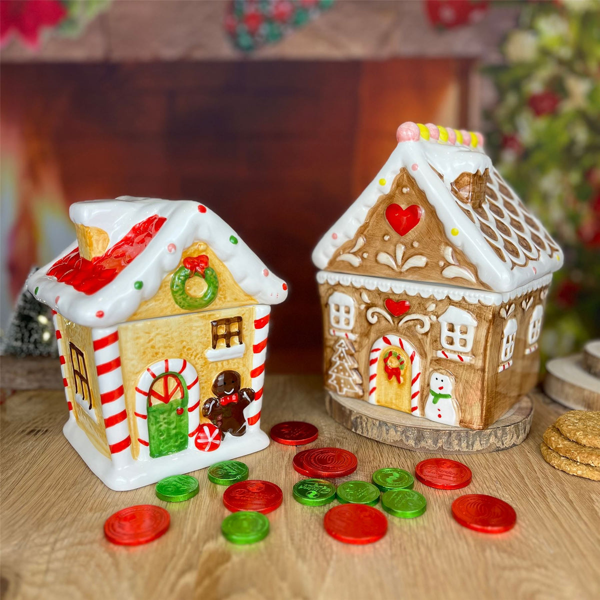 Medium Christmas Gingerbread Biscuit Barrel | Gingerbread House Cookie Jar Jar - Tophatter Daily Deals