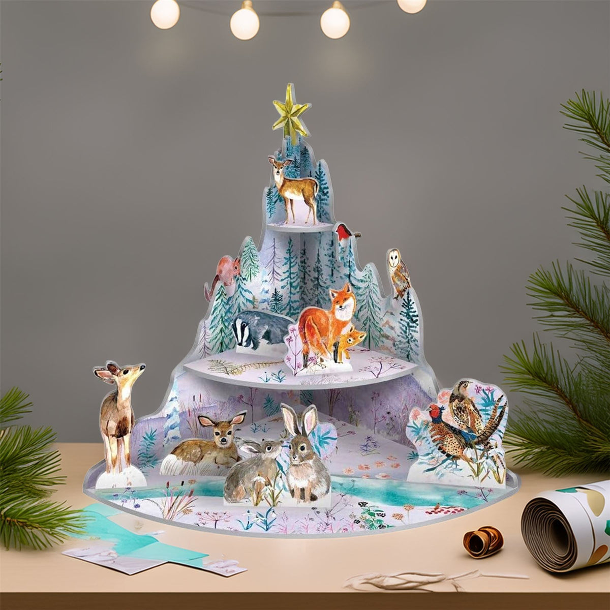 Wild Winter's Song Pop & Slot 3D Decoration | Build Your Own Woodland Diorama Ornament - Tophatter Daily Deals