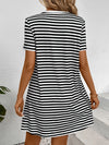 Striped Round Neck Short Sleeve Dress Casual Dresses - Tophatter Daily Deals