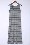 Striped Slit Sleeveless Maxi Dress Charcoal Casual Dresses - Tophatter Daily Deals