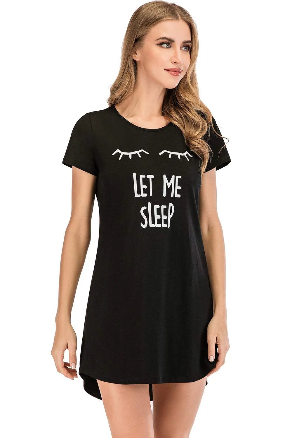 Graphic Round Neck Short Sleeve Lounge Dress Sleep Dresses - Tophatter Daily Deals