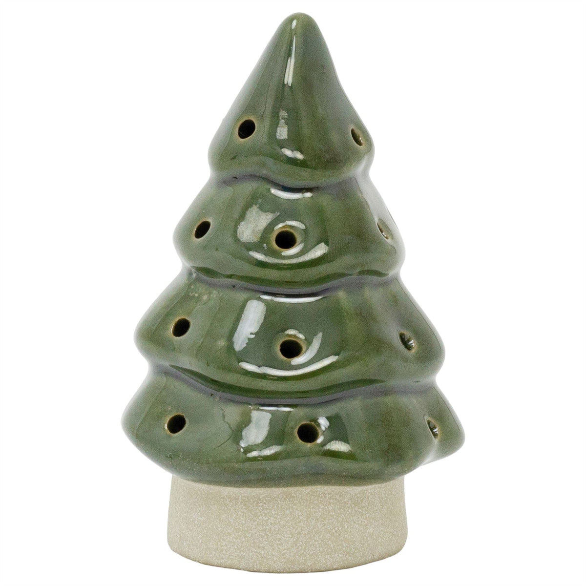 Christmas Tree LED Light, 13cm Battery Operated Green Ceramic Decoration LED Light - Tophatter Daily Deals