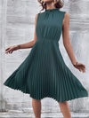 Pleated Frill Mock Neck Sleeveless Dress Casual Dresses - Tophatter Daily Deals