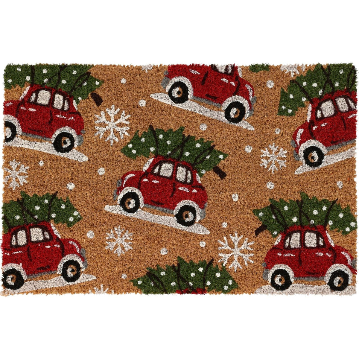 Cars Christmas Doormat | Non-slip Rectangular Coir Welcome Door Mat - 59x39cm Doormat - Tophatter Daily Deals
