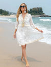 Lace Tassel V-Neck Three-Quarter Sleeve Dress Casual Dresses - Tophatter Daily Deals