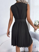 Tied Surplice Sleeveless Pleated Dress Casual Dresses - Tophatter Daily Deals