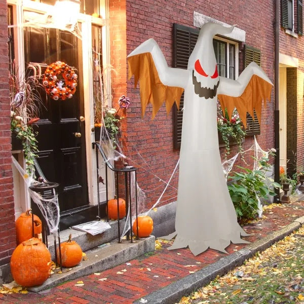 Inflatable 12ft Ghost LED Flames Flashing Eyes Halloween 3D Changing Face Moving Picture Frame - Tophatter Daily Deals