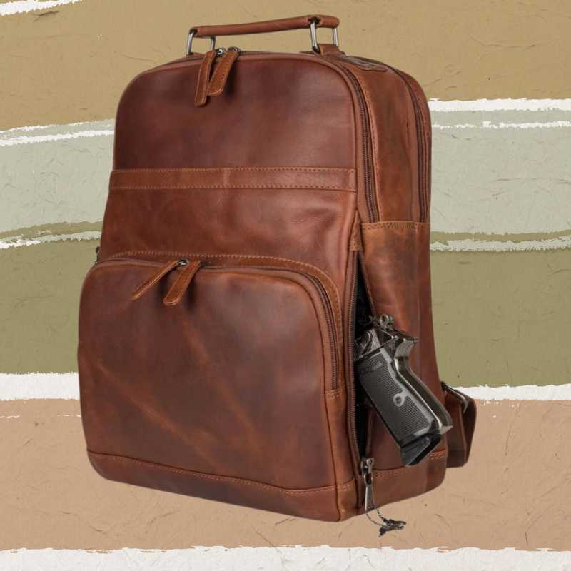 Quinn RFID Leather Concealed Carry Backpack Handgun Purses - Tophatter Daily Deals