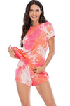 Tie-Dye Round Neck Short Sleeve Top and Shorts Lounge Set - Tophatter Deals