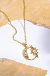 Copper 14K Gold-Plated Moon & Star Shape Pendant Necklace Gold One Size Necklaces - Tophatter Daily Deals