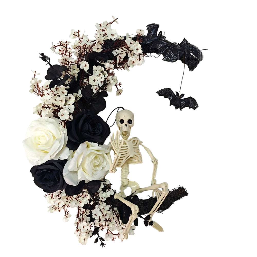Gothic Halloween Wreath Skull Bats Halloween - Tophatter Daily Deals