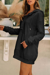 Drawstring Half Zip Hooded Dress Casual Dresses - Tophatter Daily Deals