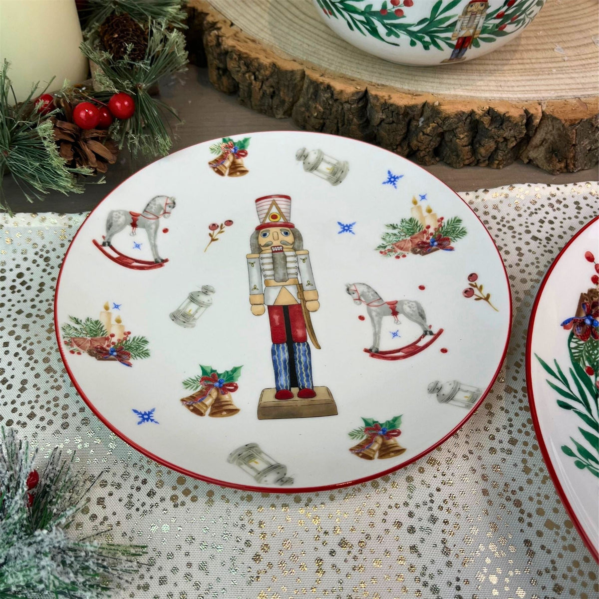 Christmas Nutcracker Side Plate | Traditional Festive Ceramic Snack Plate 19.5cm Plate - Tophatter Daily Deals