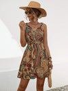 Smocked Printed V-Neck Mini Dress Casual Dresses - Tophatter Daily Deals