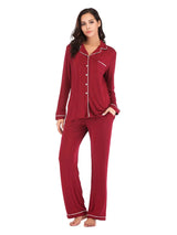 Collared Neck Long Sleeve Loungewear Set with Pockets Loungewear Sets - Tophatter Daily Deals