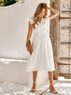 V-Neck Flutter Sleeve Midi Dress White Casual Dresses - Tophatter Daily Deals