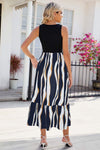 Striped Round Neck Sleeveless Midi Dress Casual Dresses - Tophatter Daily Deals