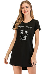 Graphic Round Neck Short Sleeve Lounge Dress Sleep Dresses - Tophatter Daily Deals