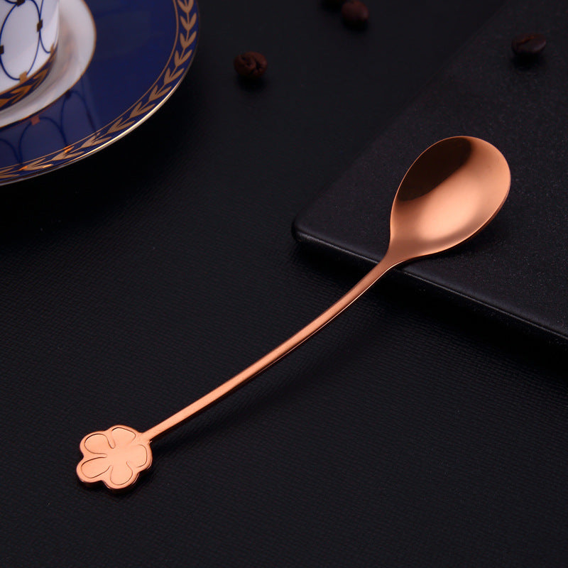 304 Stainless Steel Spoon Gold Plated Dessert Spoon Coffee Stir Spoon Stainless Steel Ice Bar Spoon Rose Gold 0 - Tophatter Daily Deals